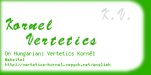 kornel vertetics business card